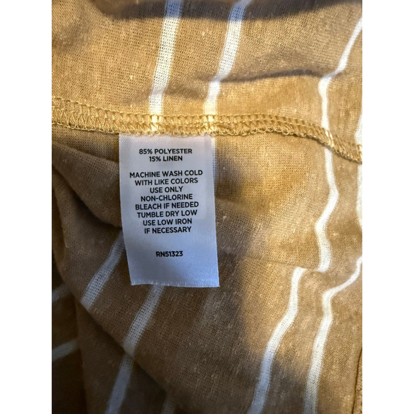 Halogen Striped Linen-Blend Short Sleeve Tee – Tan & White – XL -NWT - Picture 4 of 4